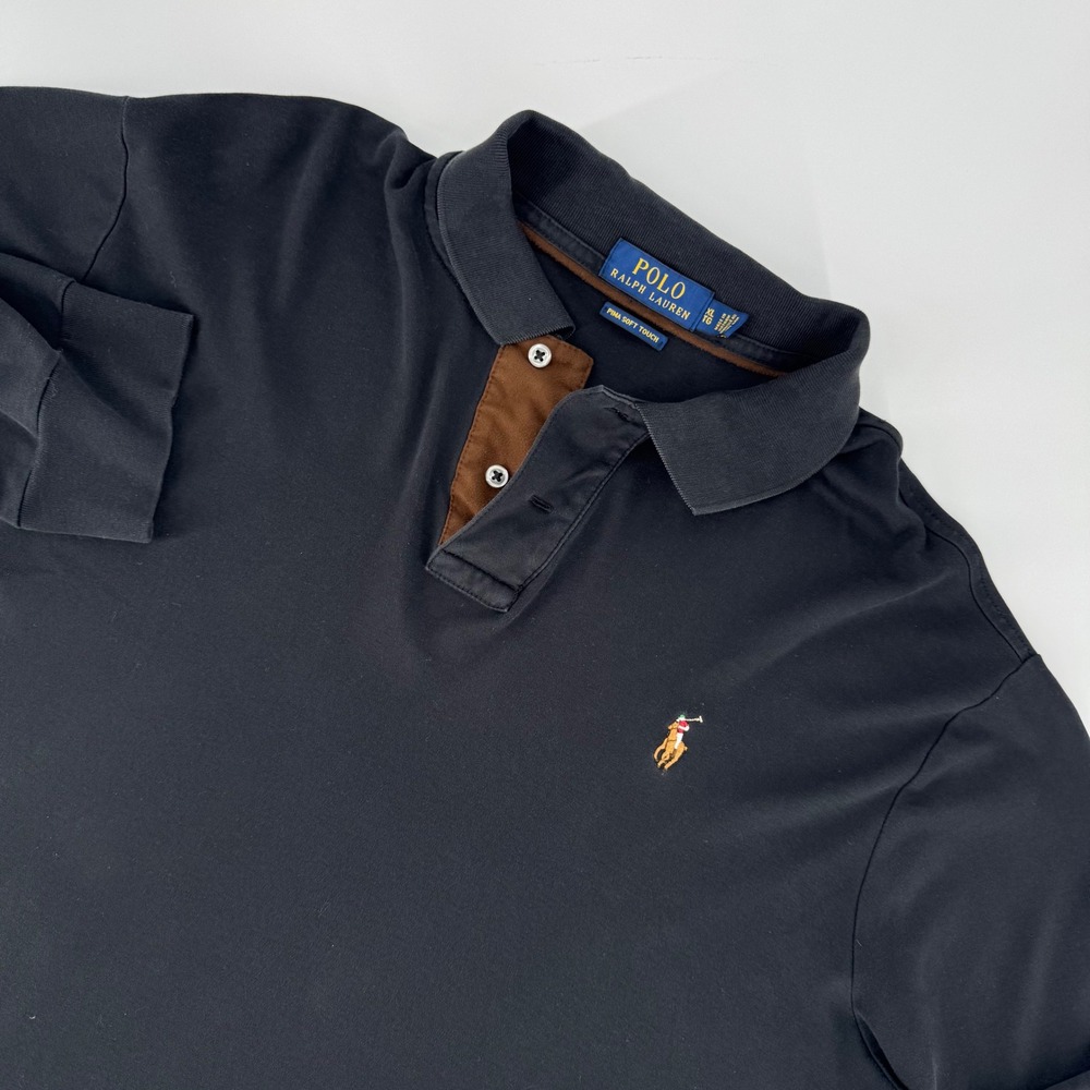 Polo Ralph Lauren Men's XL Black Long Sleeve Polo Pima Soft Touch‎ Shirt
